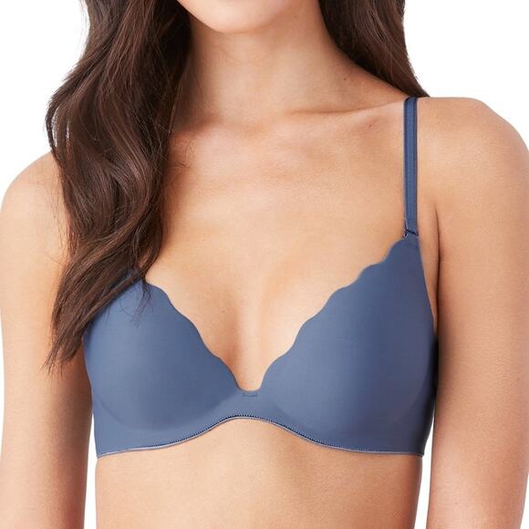 B. Tempt'd | Blue Indigo Scalloped Convertible Push-up Bra Women’s Underwire - Picture 1 of 6